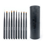 Micro Detail Nail Art Brush Set - Hard Case - Sett med 10