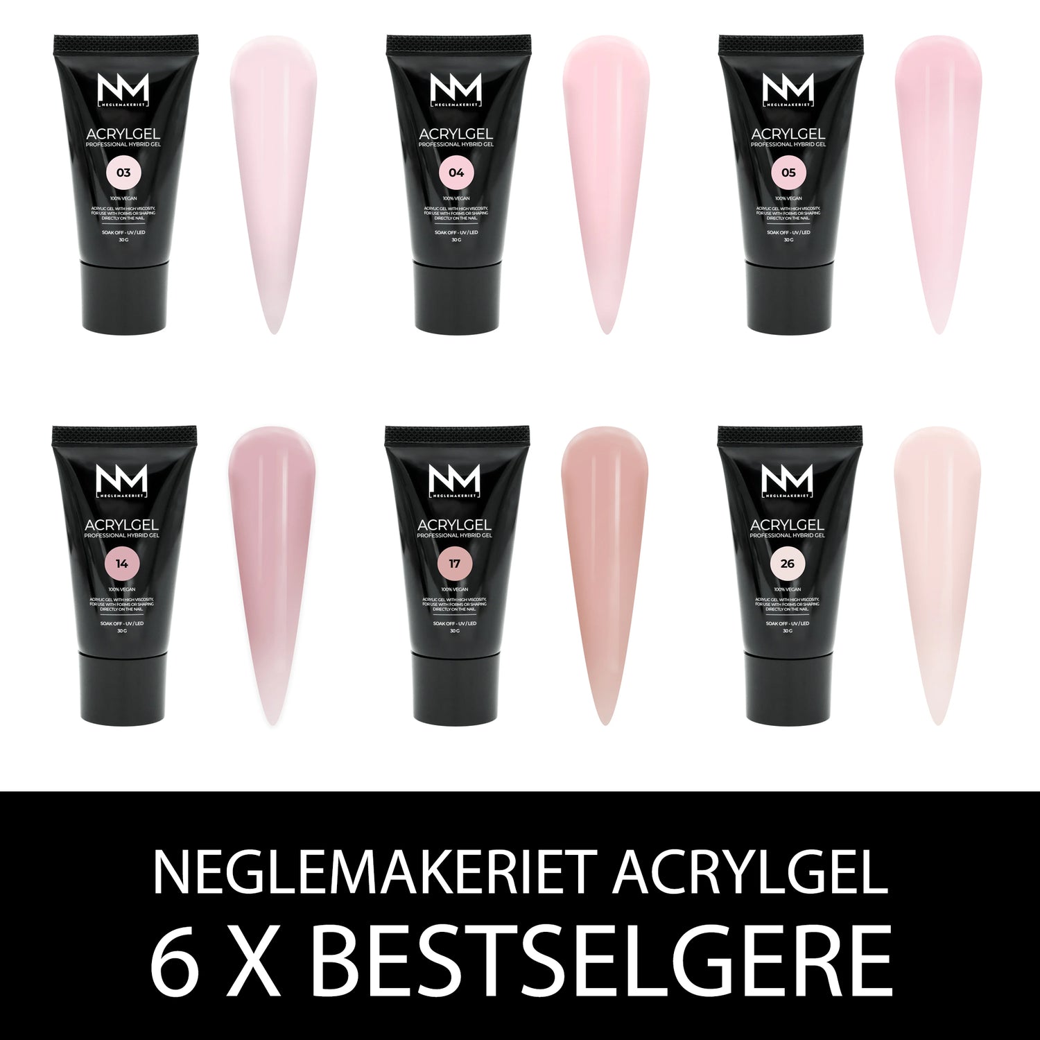 Neglemakeriet Acrylgel/Polygel - Bestselgende farger
