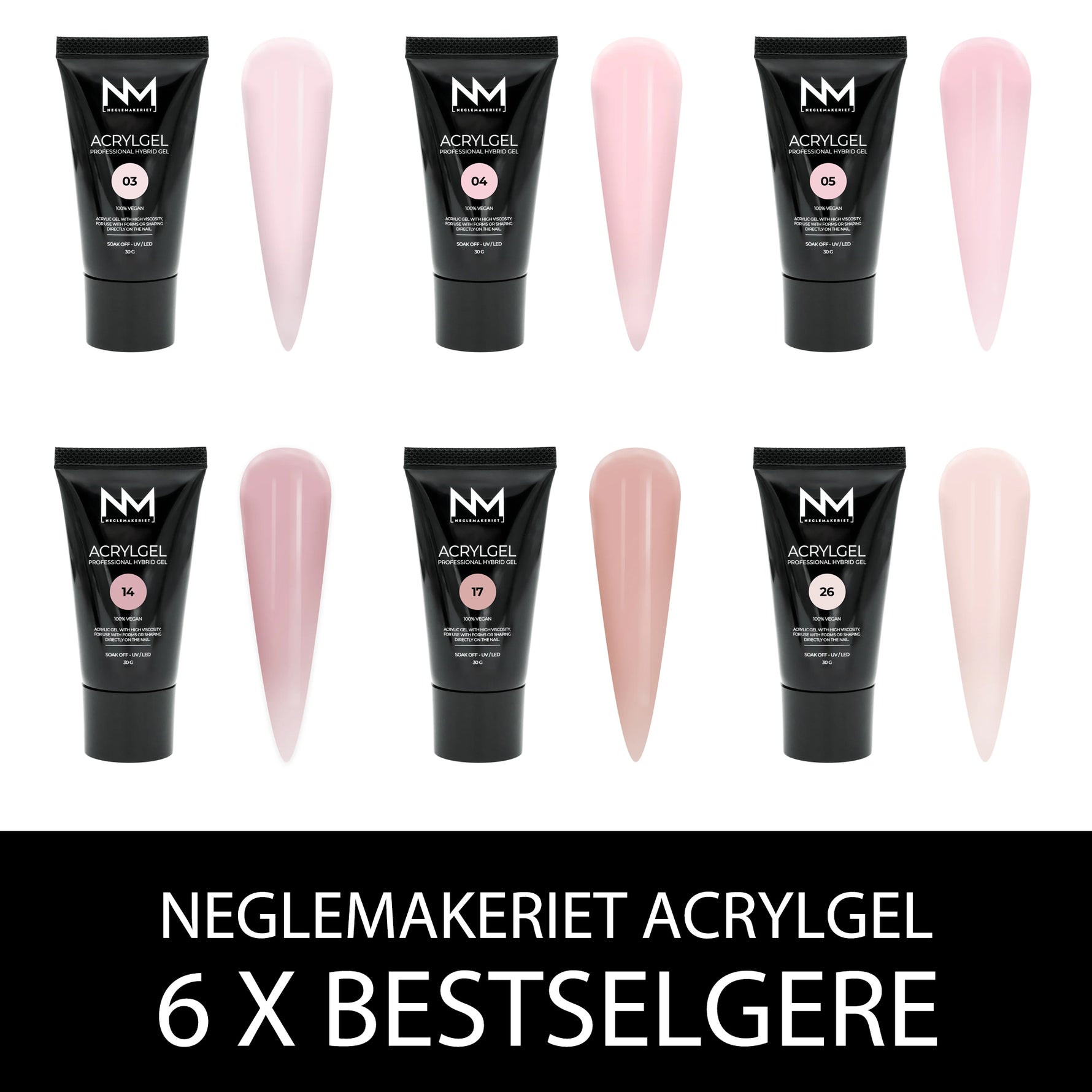 Neglemakeriet Acrylgel/Polygel - Bestselgende farger