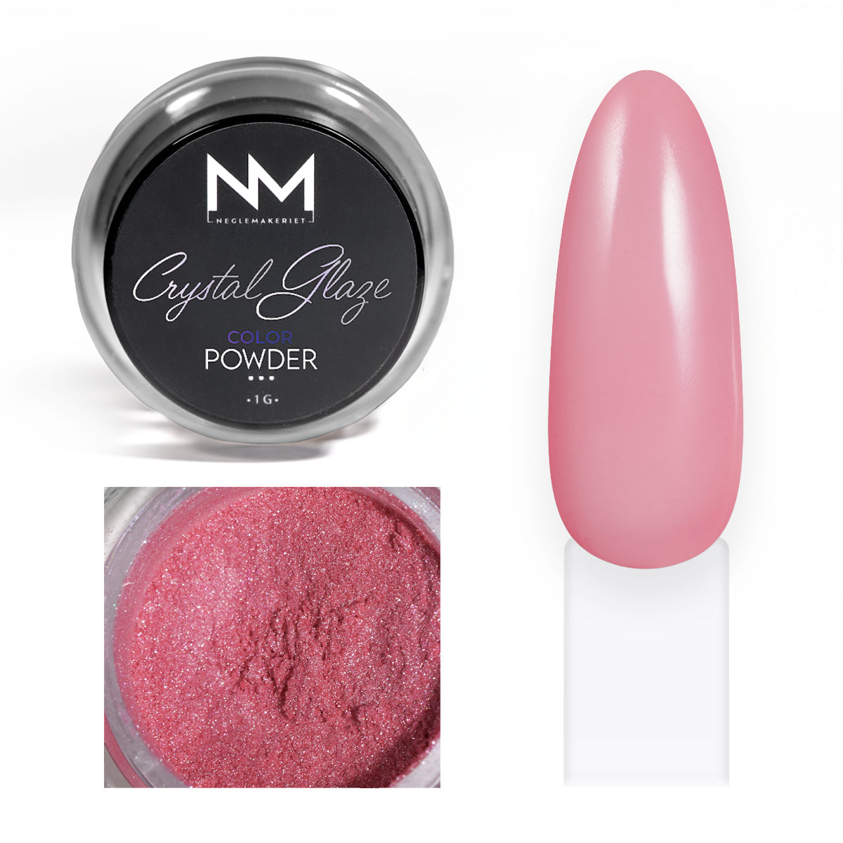 Neglemakeriet Crystal Glaze - Color Powder - 003 - 1G glazed donyt nails rosa