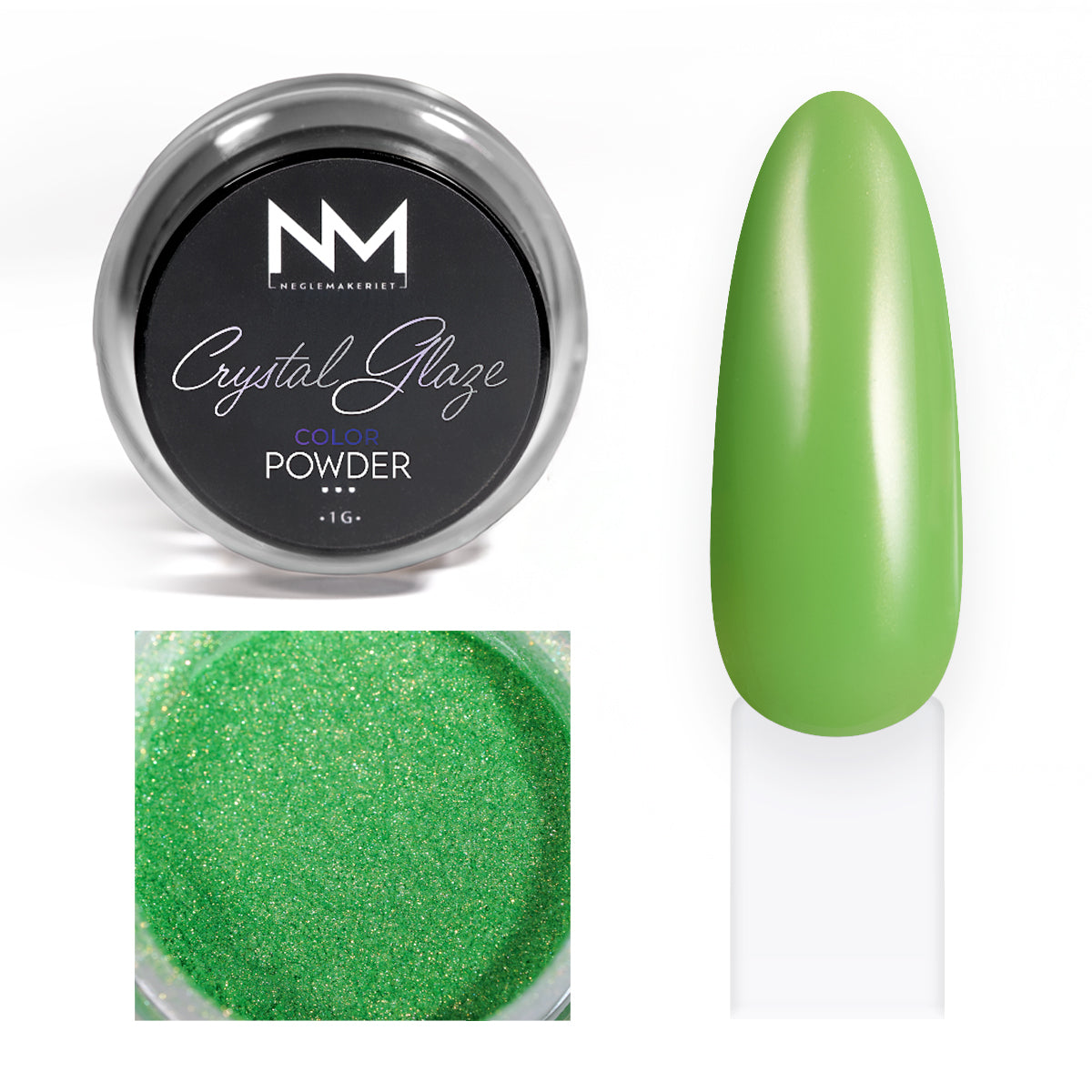 Neglemakeriet Crystal Glaze - Color Powder - 007 - 1G glazed donut grønn chrome negler metallic