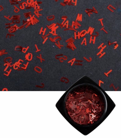 Nail Art Laser Alphabet Sequins 04 Red