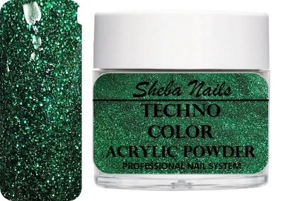 Sheba Nails Techno Color Acrylic Powder - Sparkling Green