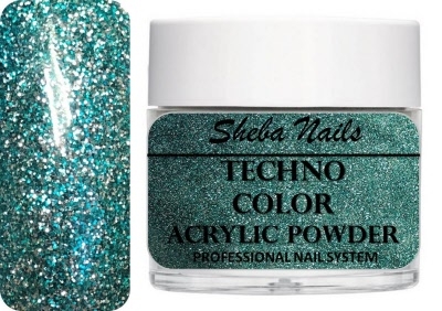 Sheba Nails Techno Color Acrylic Powder - Glitter Turquoise Tonight