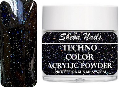 Sheba Nails Techno Color Acrylic Powder - Sparkling Neon Black