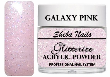 Sheba Nails - Glitterize Acrylic Powder - Galaxy Pink - 15 ml
