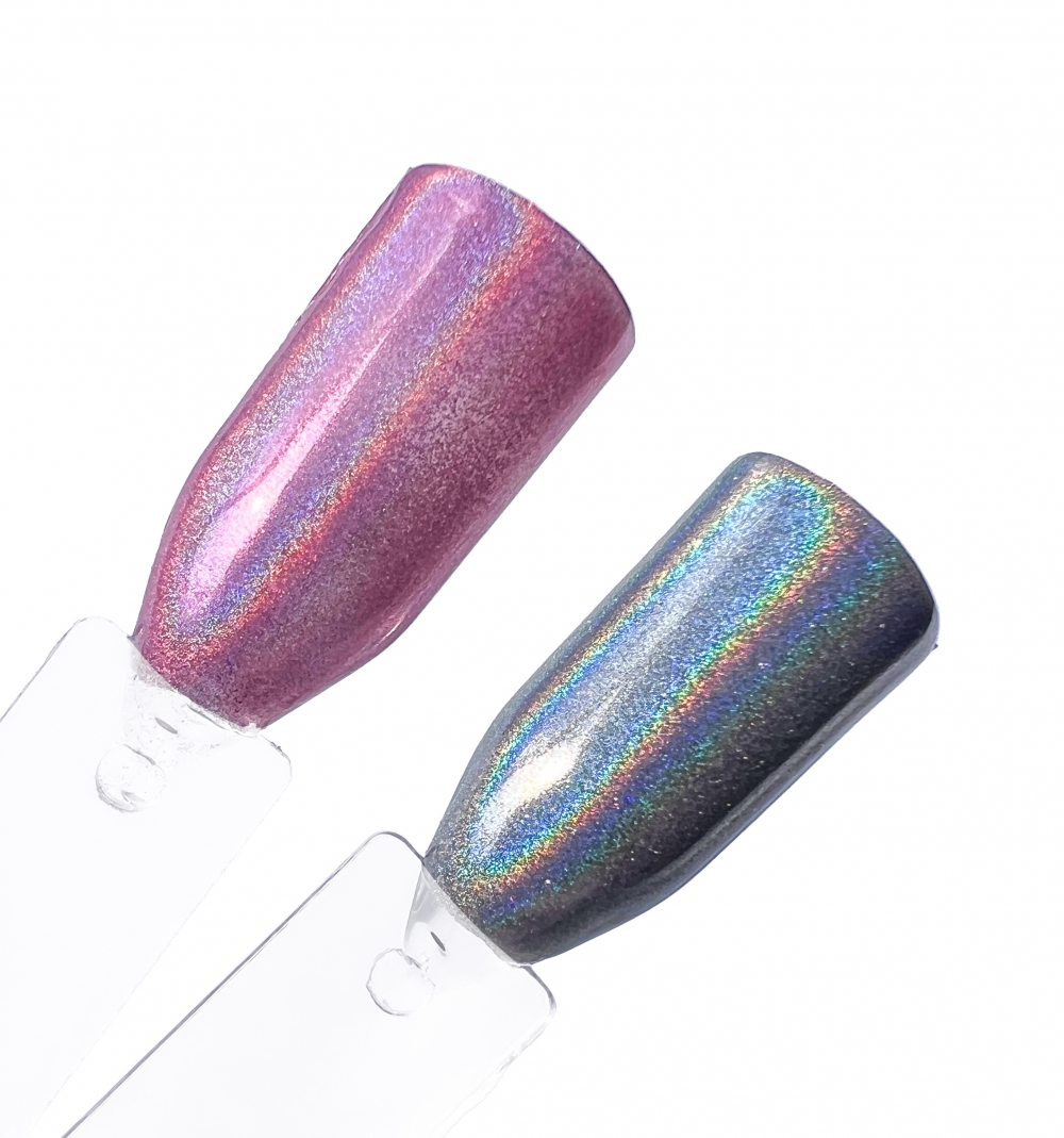 Holographic Nail Art Powder i fargen Silver og Light Purple