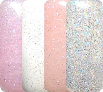 De fire fargene i serien med Glitterize Acrylic Powder