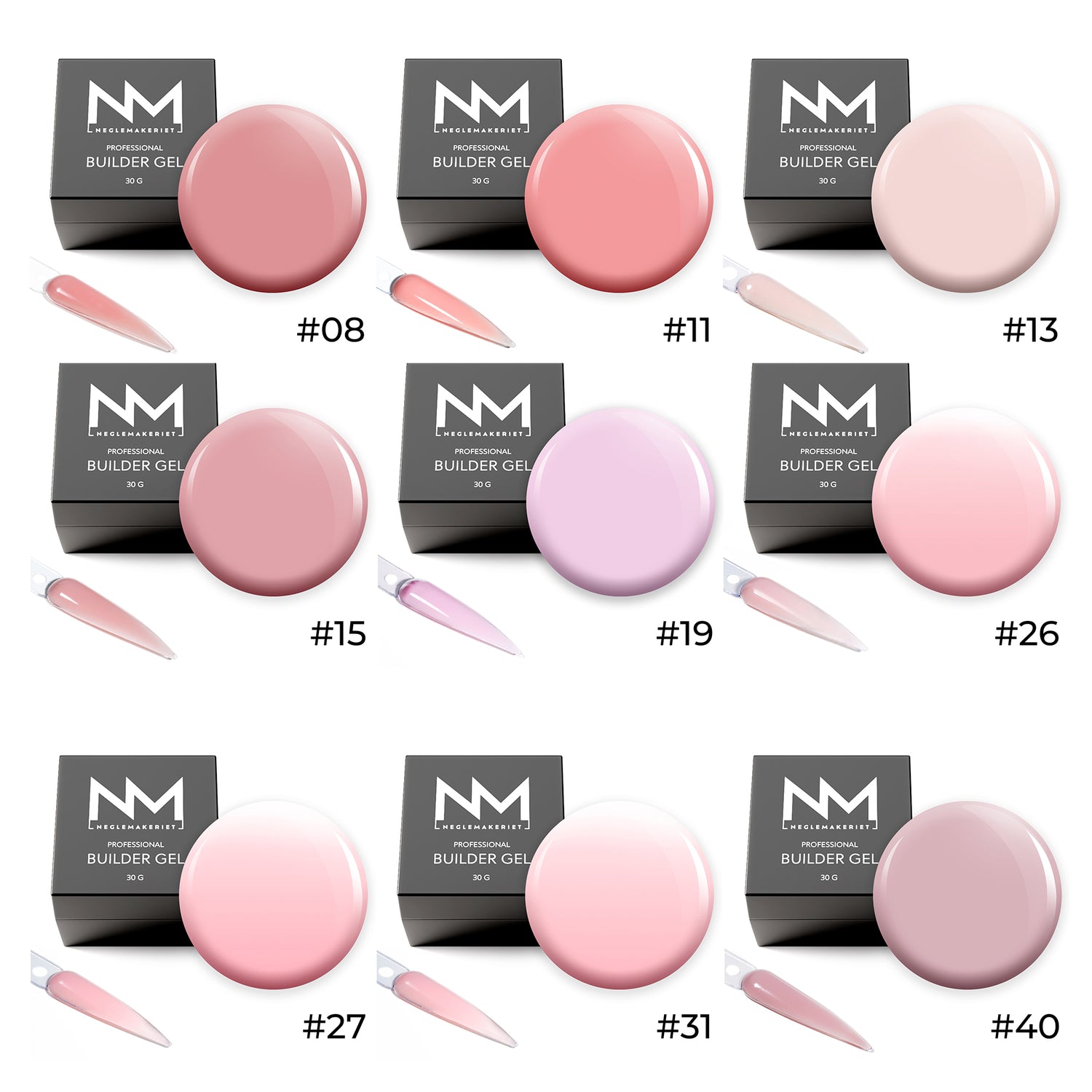 9 STK. BESTSELGERE - Neglemakeriet Professional Builder Gel