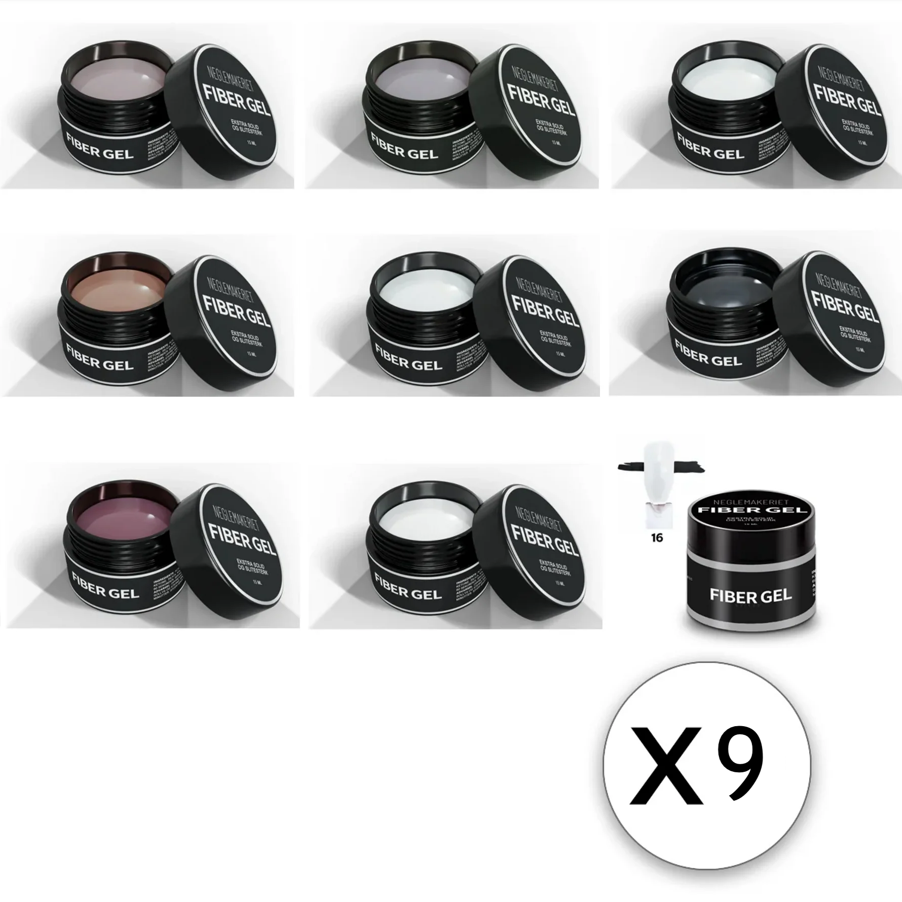 Neglemakeriet Fiber Gel - PAKKEPRIS - 9 STK! Ekstremt lav pris