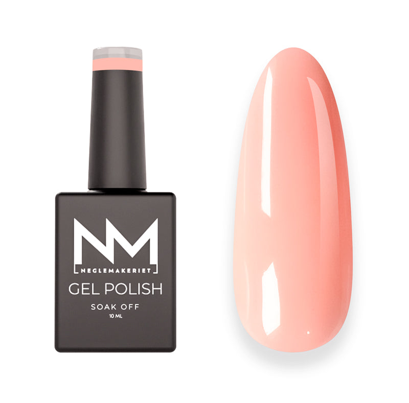 Neglemakeriet Gelelakk i farge #248 Peachy Pink - skjønn, litt intens ferskentonet rosa - gjør seg spesielt godt til mørkere hudtoner.