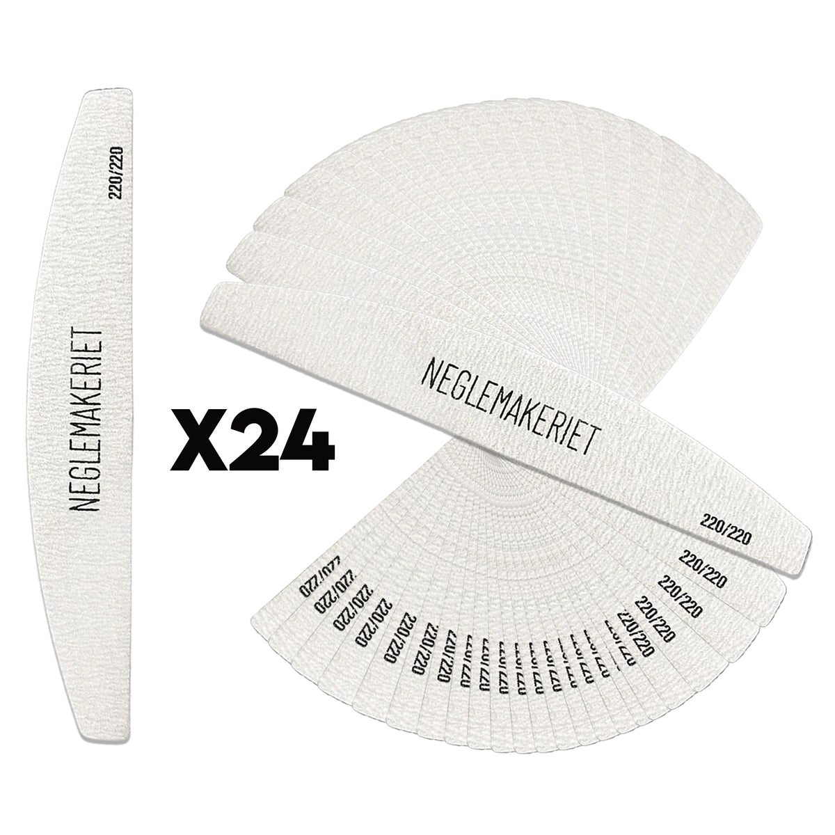 Neglemakeriet PRO Boat Nail File 220/220 - Pakke med 24 stk neglefiler