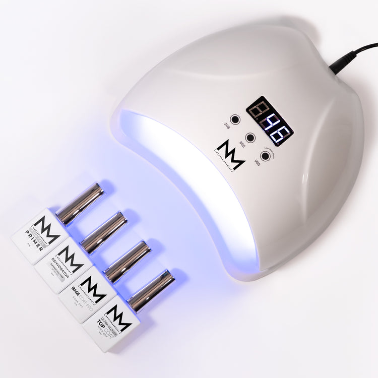 NM PRO CURE EASY + BASE & TOP BUNDLE - Gele startpakke med UV-lampe - unngå lifting