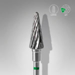 STALEKS Carbide Nail Drill Bit Cone Green EXPERT Head Diameter 6 mm / Working Part 14 mm