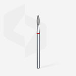 STALEKS Diamond Nail Drill Bit Pointed Flame Red EXPERT Head Diameter 2,1 mm / Working Part 8 mm