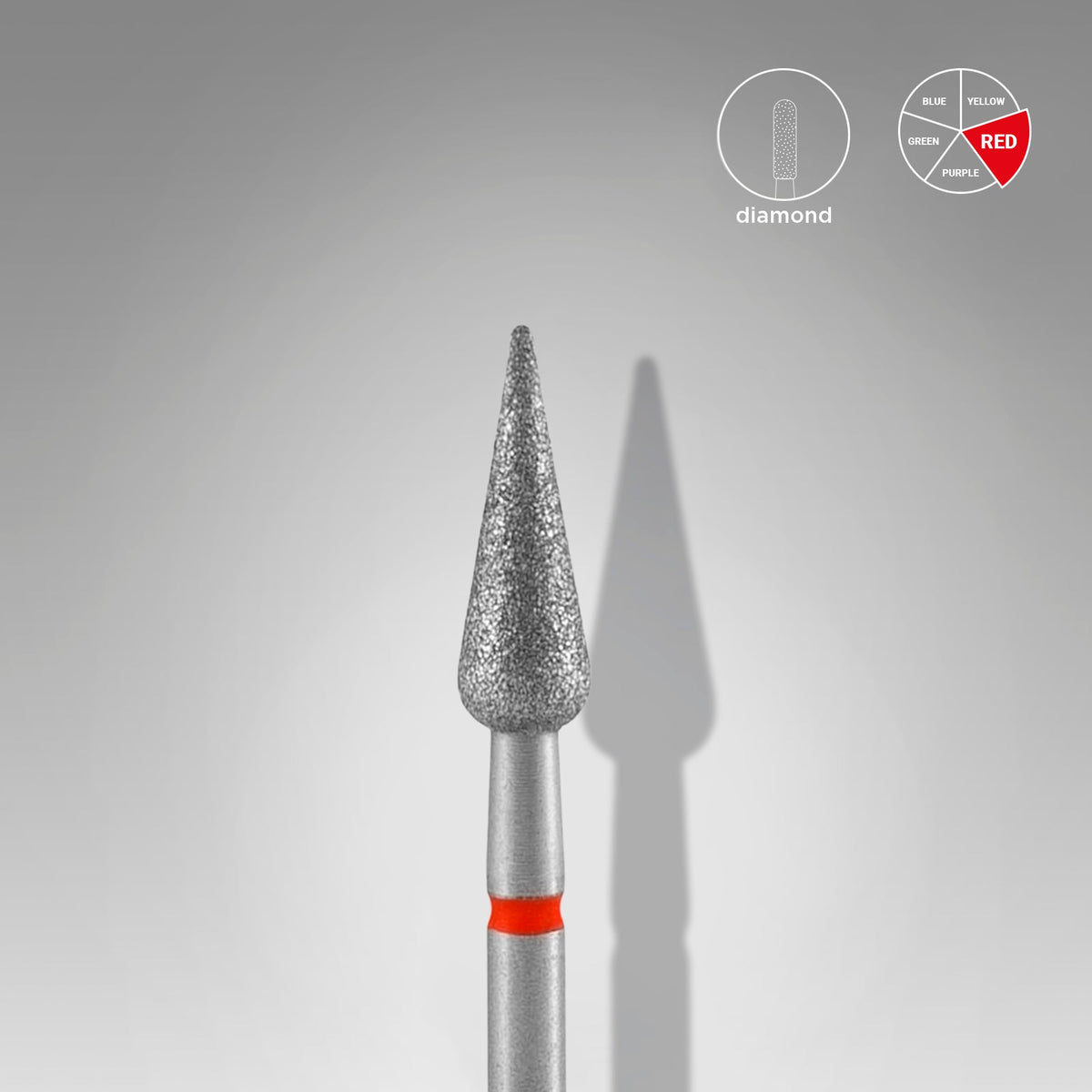 STALEKS Diamond Nail Drill Bit Pointed Pear Red EXPERT Head Diameter 4 mm / Working Part 12 mm