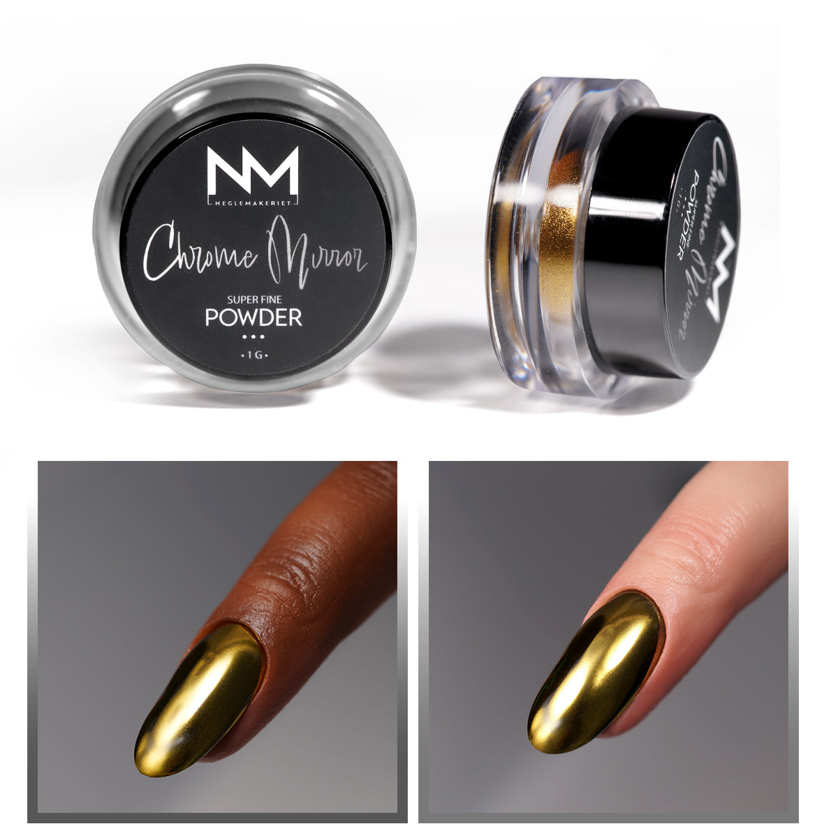 Neglemakeriet Chrome Mirror - Super Fine Powder - 01 GOLD - 1G chromepulver for negler gull