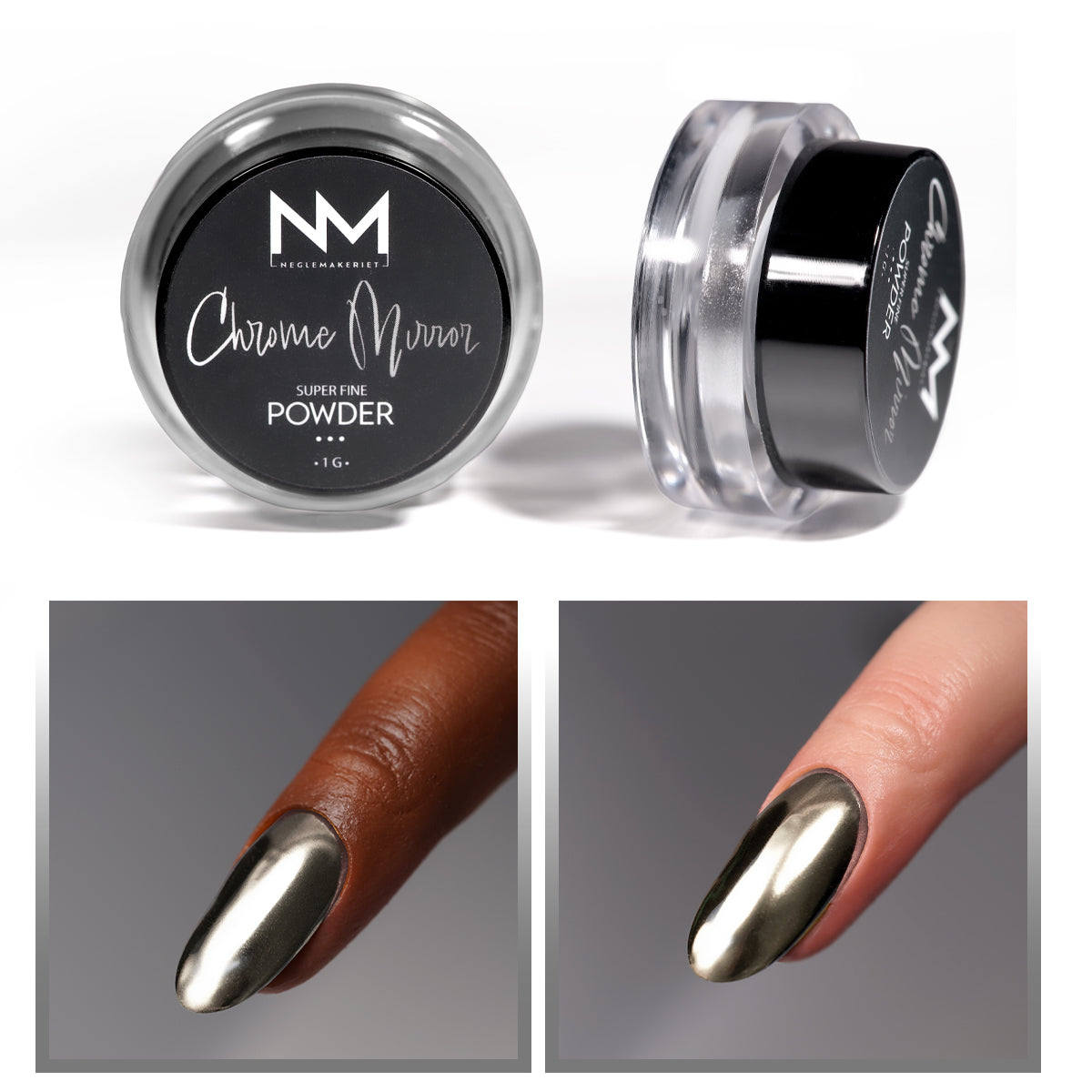 Neglemakeriet Chrome Mirror - Super Fine Powder - 02 SILVER - 1G chromepulver for negler