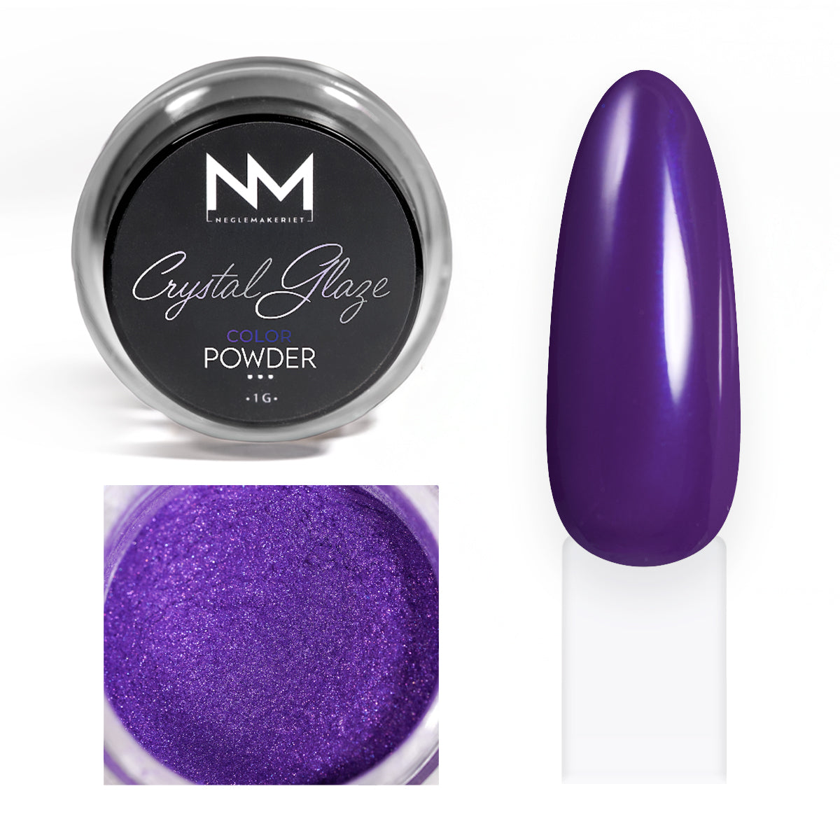 Neglemakeriet Crystal Glaze - Color Powder - 002 - 1G glazed donut metallic negler lilla chrome