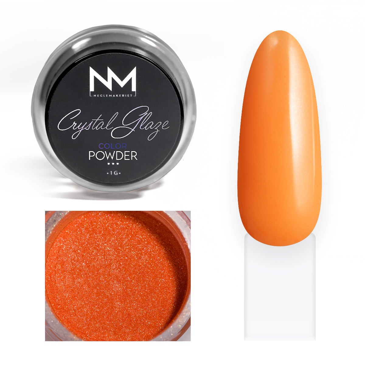 Neglemakeriet Crystal Glaze - Color Powder - 005 - 1G oransje metallic chrome glaze negler