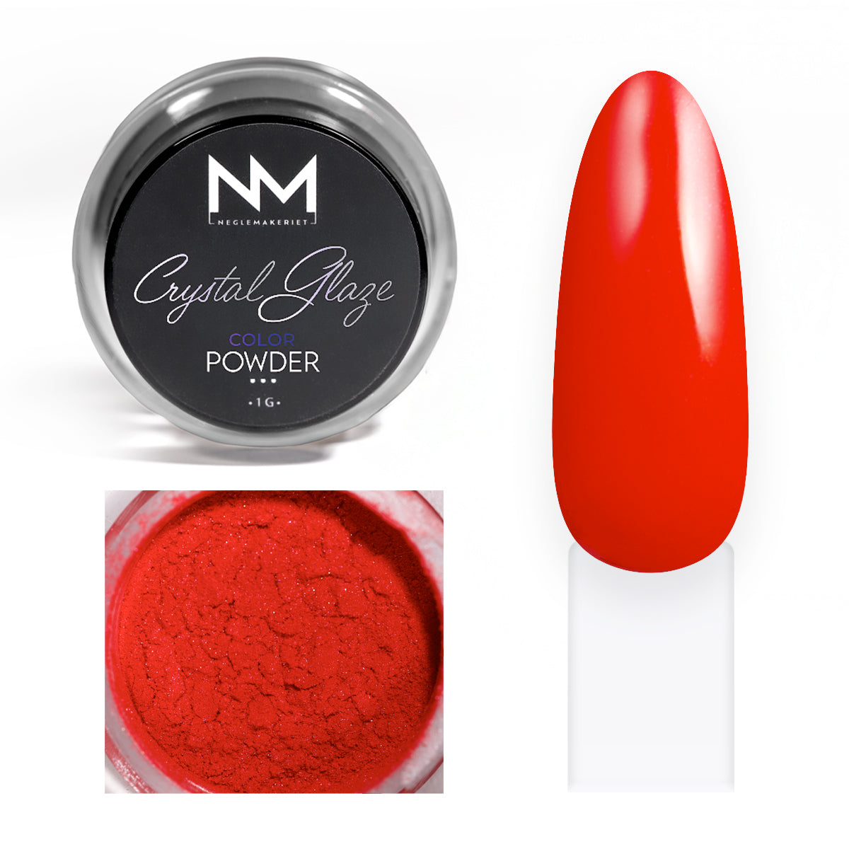 Neglemakeriet Crystal Glaze - Color Powder - 010 - 1G chrome pearl glaze rød