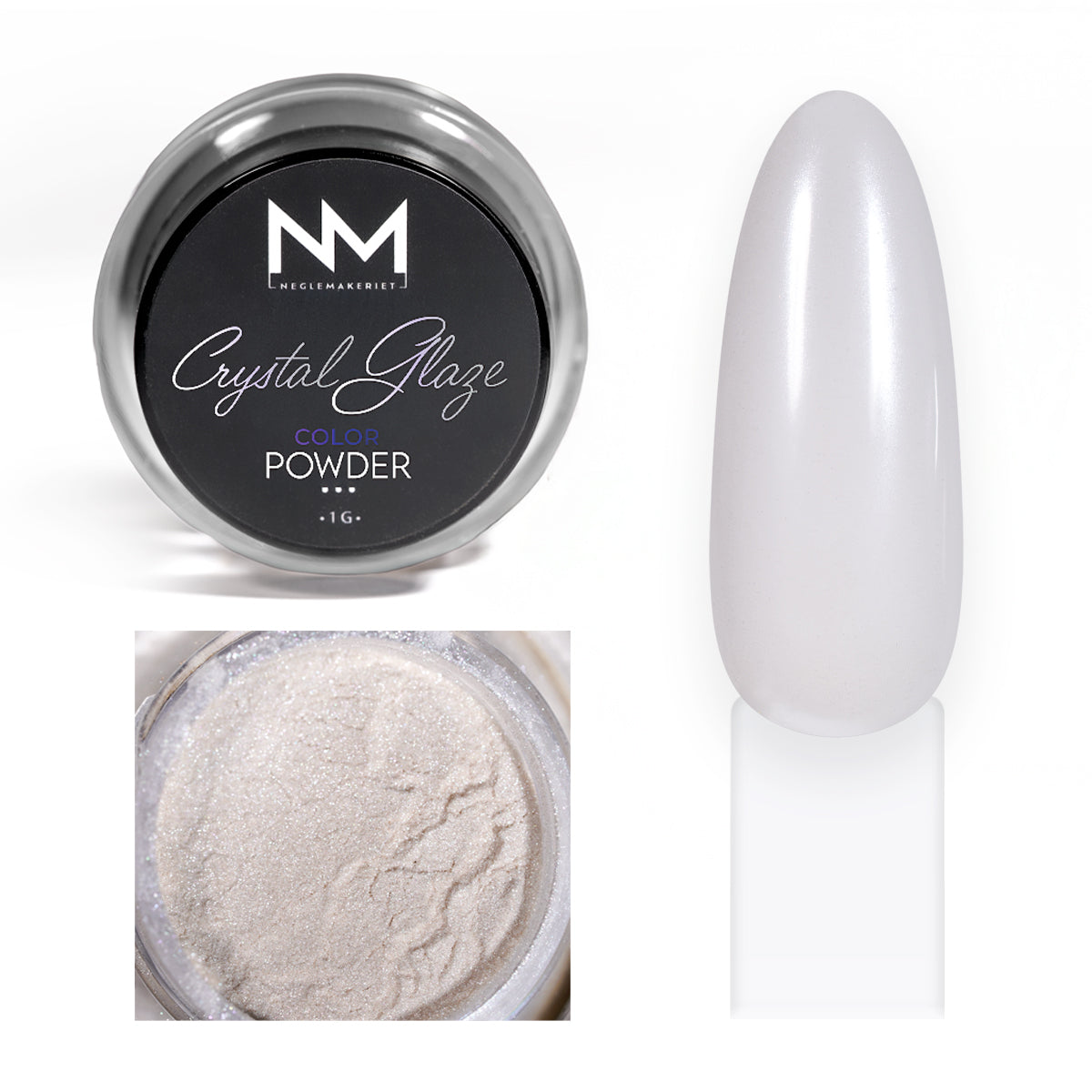 Neglemakeriet Crystal Glaze - Color Powder - 012 - 1G Hvit donut glaze