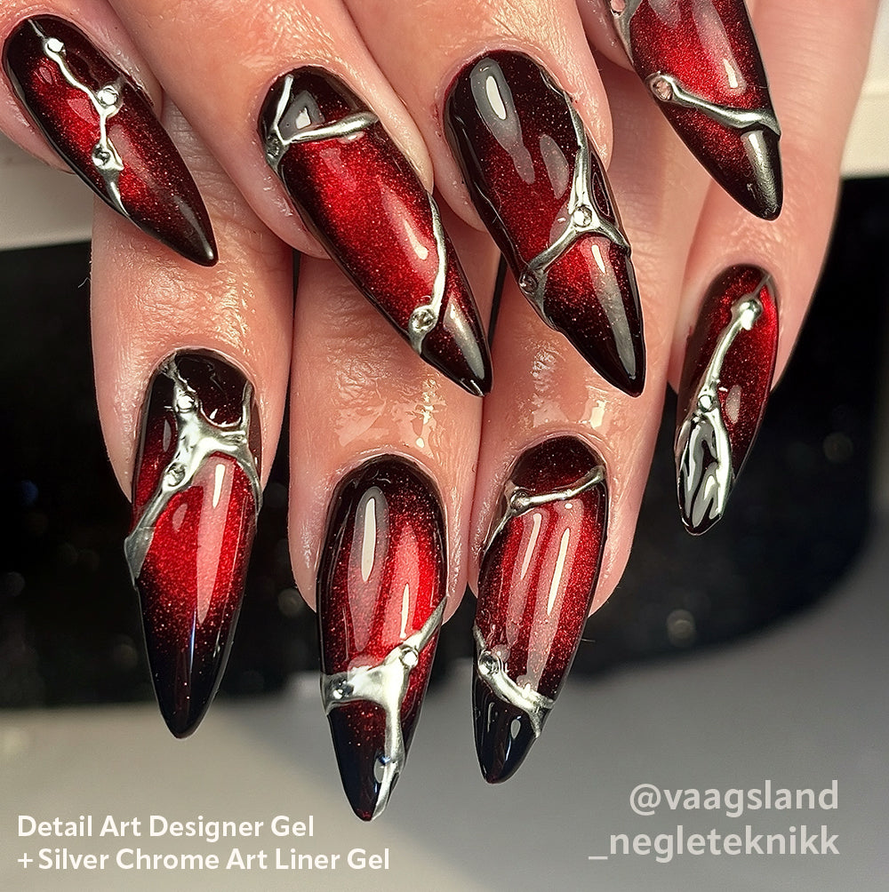 Detail Art Designer Gel + 
Silver Chrome Art Liner Gel