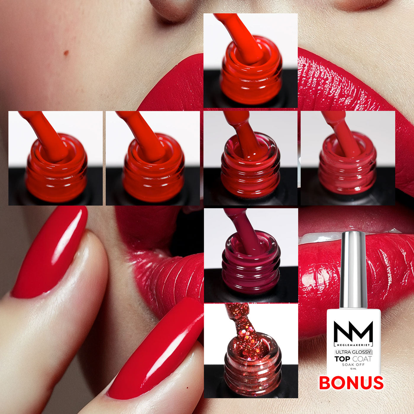 Gelelakk - Red Essentials - Gavepakke med 7 gelelakk! + bonus - kalendergaver til negler