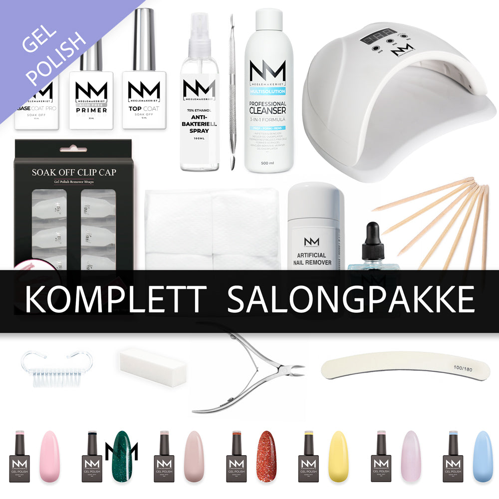 Komplett Salongpakke Neglemakeriet Gel Polish  - Pakke for å legge gelenegler med neglelakk