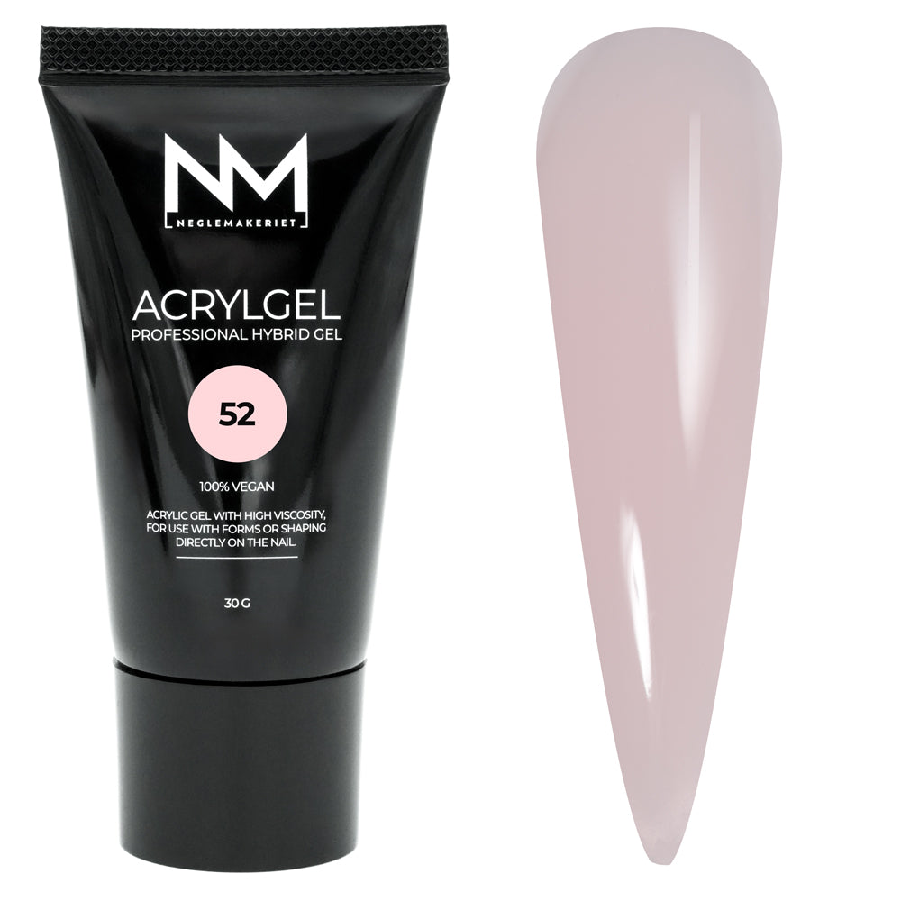 Neglemakeriet Acrylgel - Professional Hybrid Gel / Polygel - #52 dus og diskret transparent rosa