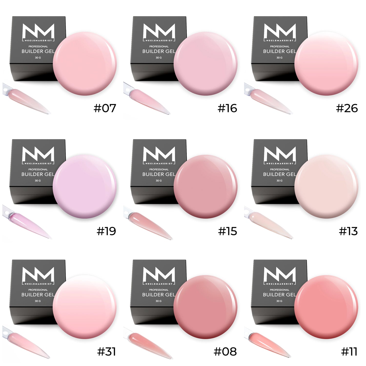 NY! 9 STK. BESTSELGERE - Neglemakeriet Professional Builder Gel