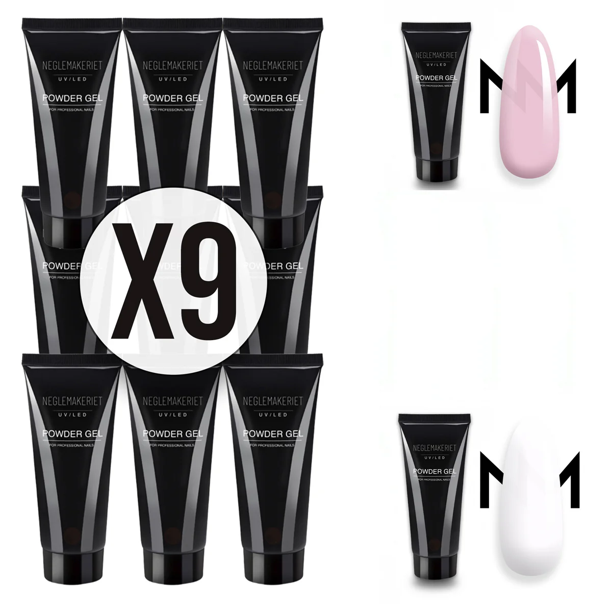 Neglemakeriet Powder Gel 07 + 02 - 9 STK!