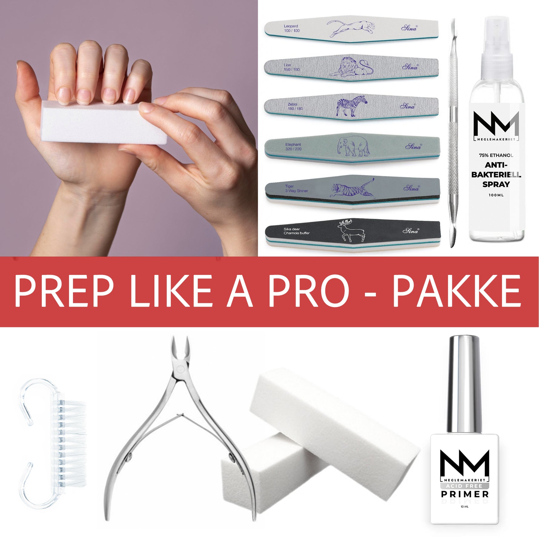 Prep like a PRO - Utstyrspakke for forberedelse av naturlige negler før legging av akryl og gele