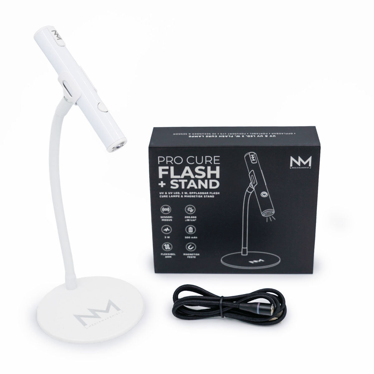 Oppladbar UV LED Flash Cure lampe og stativ