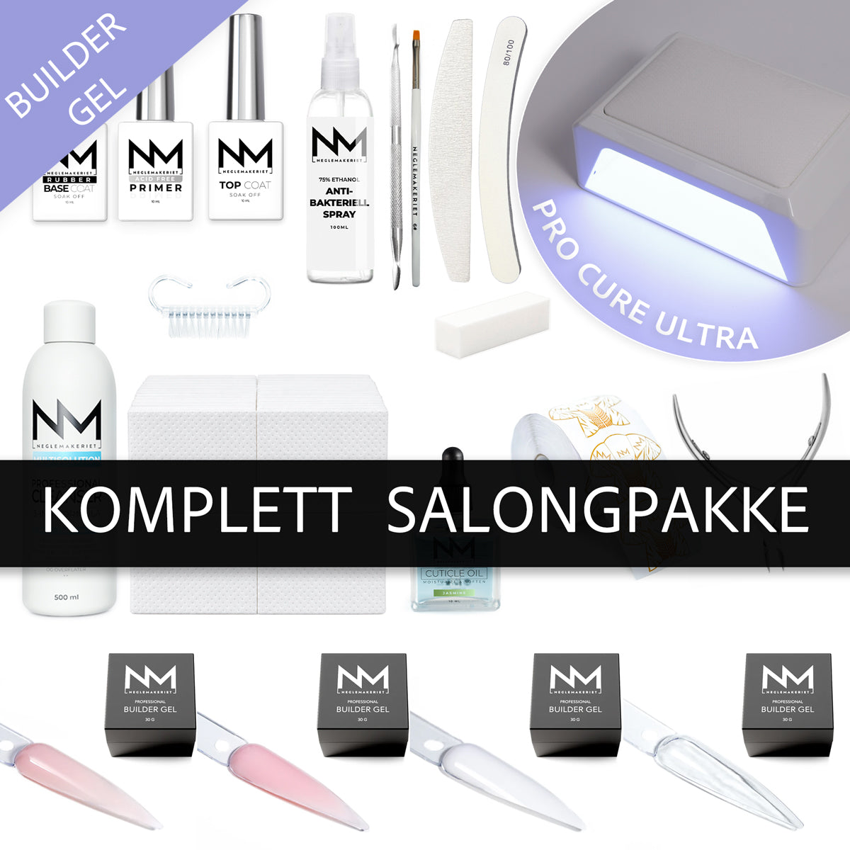 Startpakke for å legge negler med builder gel