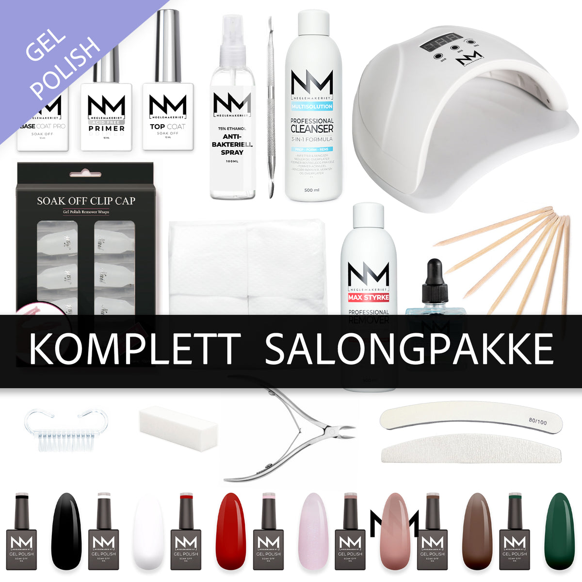 Komplett Salongpakke Neglemakeriet Gel Polish- alt du trenger i en pakke til gellakk